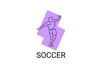 Soccer or football sport vector line icon. sportman, playing football. sport pictogram illustration.
