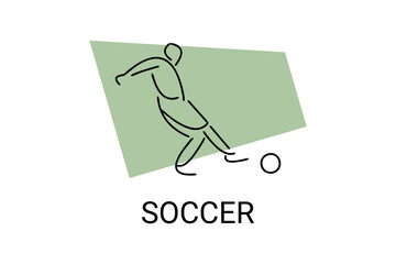 Soccer or football sport vector line icon. sportman, playing football. sport pictogram illustration.