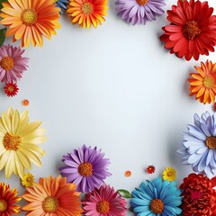 Fototapeta premium Colorful Flower Border Frame Background