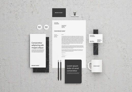 Top View Stationery Mockup