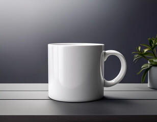 Obraz premium mockup of a plain white coffee cup mug with a soft background