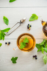 herbal tea from currant leaves and berries