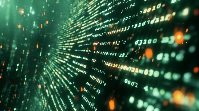 Binary matrix code stream on screen. symbol of computer matrix