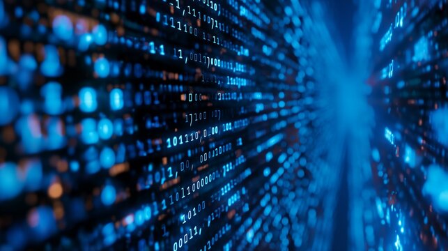 Binary matrix code stream on screen. symbol of computer matrix