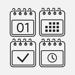 Icon page calendar - 1 day, agenda, timer, done