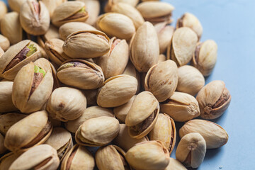 Salted pistachios close-up. Pistachios macro