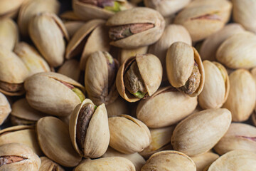 Salted pistachios close-up. Pistachios macro