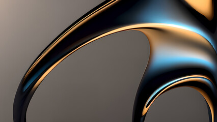 abstract background with smooth undulating lines, shimmering blue and bronze hues, evoking liquid metal and futuristic glossy surface