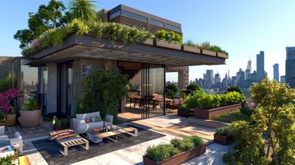 Obraz premium A luxury urban penthouse with a modern design