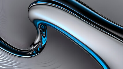 abstract background with smooth undulating lines, shimmering blue and bronze hues, evoking liquid metal and futuristic glossy surface