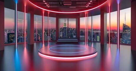 Chat Set 2-3. 3D Rendering. This is a high resolution background that you can use in your virtual studios.