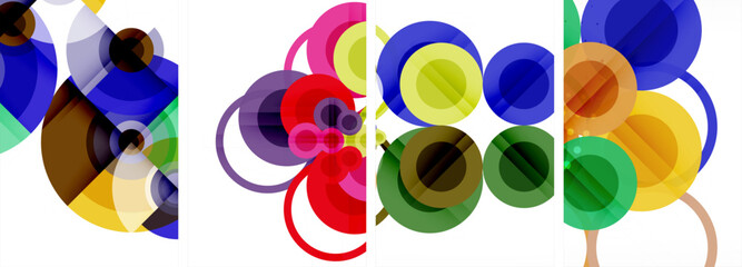 Charming geometric abstract posters. Mesmerizing set of circles, each design a harmonious blend of form and color. Elevate your design with modern, visually striking art