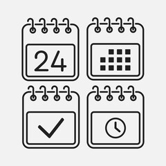Icon page calendar - 24 day, agenda, timer, done