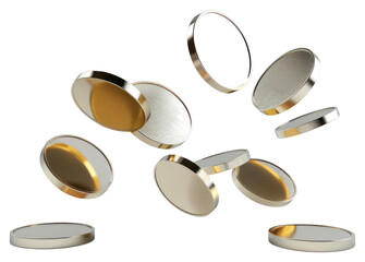 Fototapeta premium PNG Floating metallic coins in motion