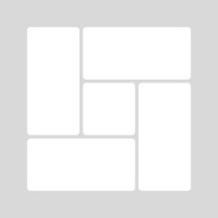 Template collage of five frames, images, photo