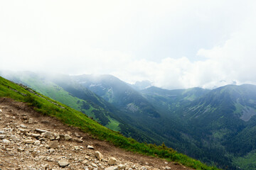 Mountain landscape with clouds