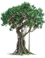 Banyan albero verde, cut out. su sfondo trasparente.	