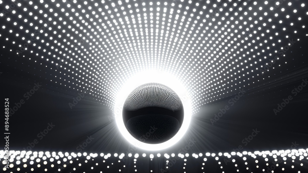 Poster in the virtual space of its black hole, the space is distorted by wavy lines. motion. abstract 3d an