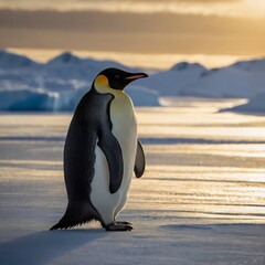 Fototapeta premium Ice emperor south pole Cold Winter Arctic beach Penguin Seabird
