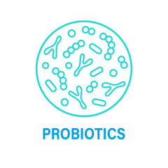 Probiotics bacteria logo badge design outline icon
