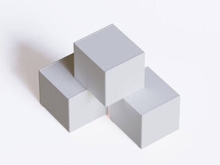 Realistic square White color Package Box on white background for mockup collection 3D render