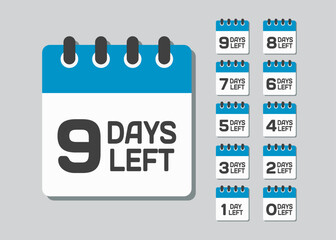 Countdown daily page calendar icon - 9 days left