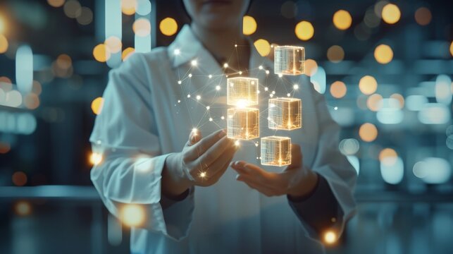 This photo is of a detailed shot of the hands of a virtual nurse avatar as they adjust a patient's medication dosage according to their medical condition.