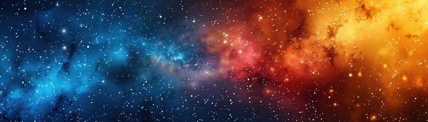 Vibrant galaxy background featuring a beautiful mix of blue, red, and orange hues with countless stars, perfect for space-themed projects and designs.