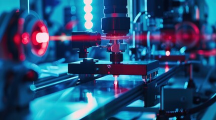 Automated Assembly Line with Red Laser