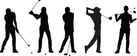 Obraz premium Golfers Silhouettes – Editable Vector Graphics