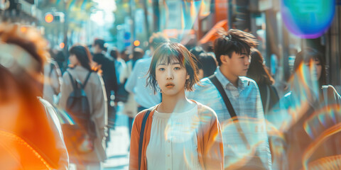 Obraz premium Crowd of Asian commuter people walking street