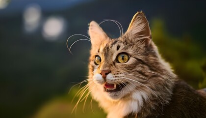 Fototapeta premium Portrait happy cute playful funny cat animal wildlife 