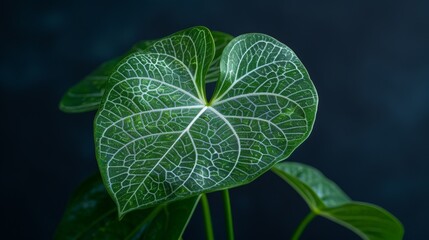 Detailed view of a rare Anthurium with its striking white veins