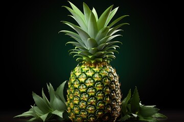 A pineapple with green leaves and a green top., generative IA