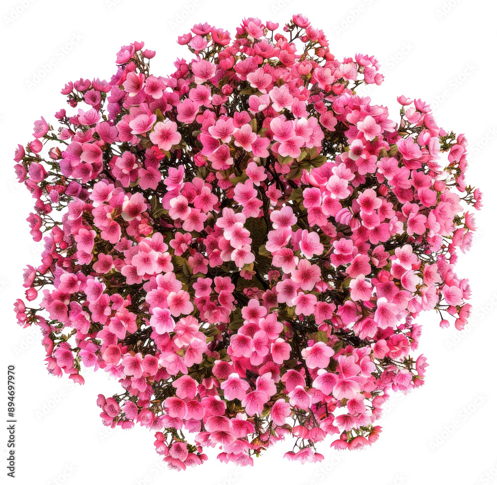 Poster png vibrant pink floral bouquet top-view