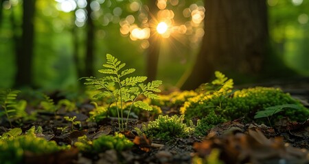 Fototapeta premium A mystical forset background with towering tree UHD wallpaper