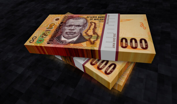 Malawi kwacha money banknotes pack 3d illustration