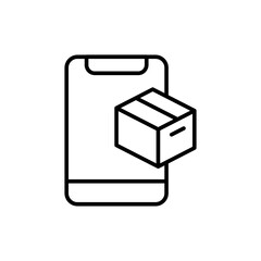 Mobile shop outline icons, minimalist vector illustration ,simple transparent graphic element .Isolated on white background