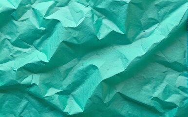 abstract background, wrinkled turquoise color textured paper