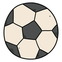 Fototapeta premium Hand drawn cartoon football soccer ball on white background.