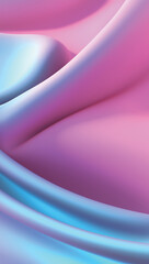 A futuristic 3D rendering of a gradient pastel fabric glowing in soft pink and blue tones, flowing gracefully.