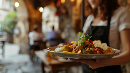Obraz premium A Culinary Close-Up: Delectable Details on a Plate
