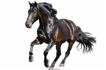 Horse in motion. Isolated on white background. Gallop