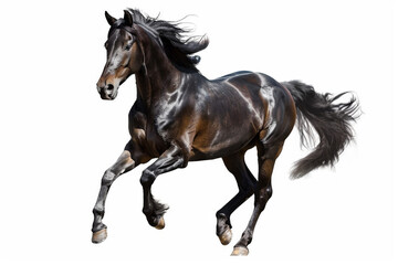 Obraz premium Horse in motion. Isolated on white background. Gallop