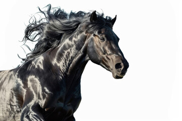 Horse in motion. Isolated on white background. Gallop