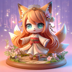 Chibi Fox in a Fairy Ring