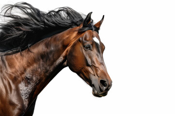 Horse in motion. Isolated on white background. Gallop