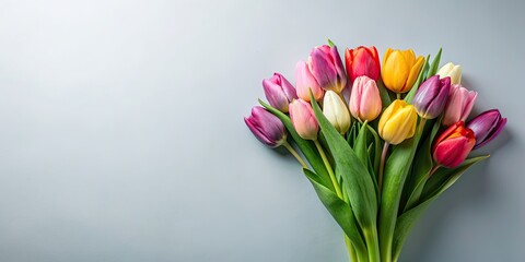 Obraz premium Minimalistic cute bouquet of Tulips , flowers, tulips, bouquet, minimalistic, cute, spring, flora, petals, pink