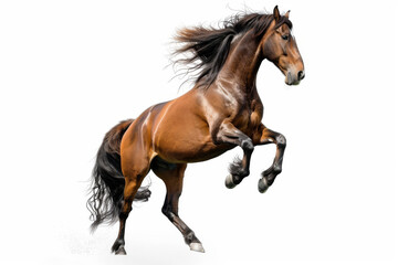 Horse in motion. Isolated on white background. Gallop