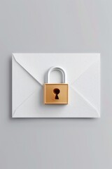 A 3D white color envelope with a padlock, symbolizing the security of email